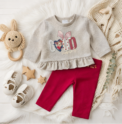 Komplet niemowlęcy bluza z falbanką + legginsy Mayoral 2401