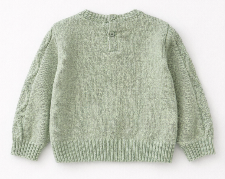 Sweter dziewczęcy z haftem kotek miętowy Mayoral 2313