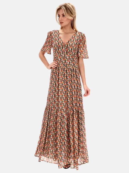Sukienka Maxi w Kwiaty z Odkrytymi Plecami — Rino&Pelle