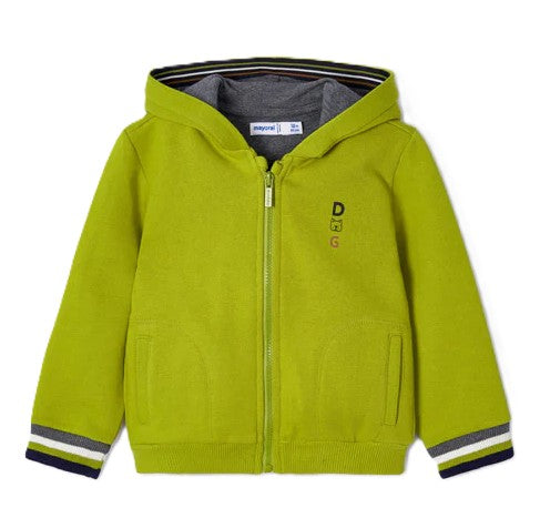 Bluza z kapturem dla chłopca – limonkowa z pieskiem  Mayoral 2427