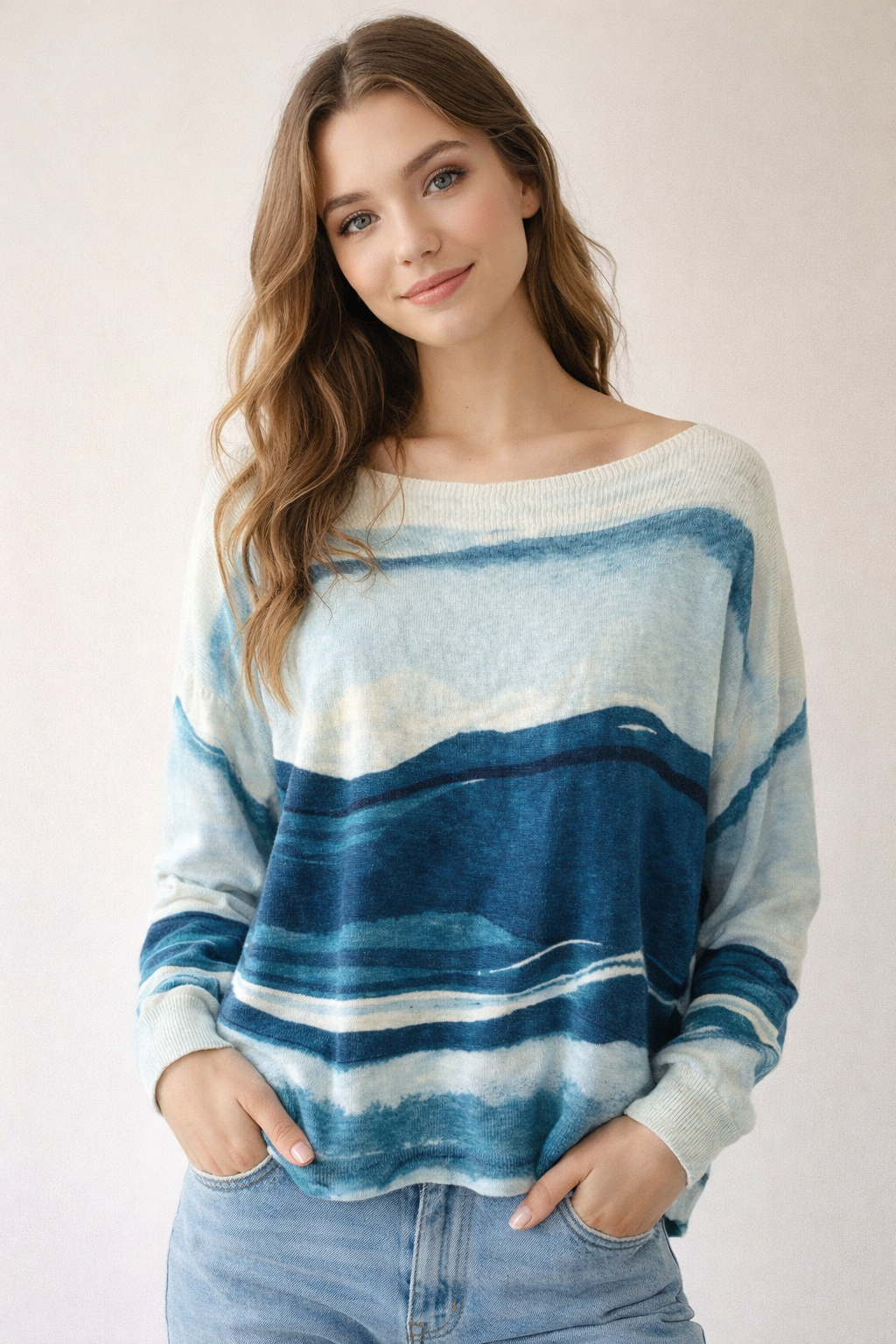 Sweter Damski z Nadrukiem Ocean Waves Escorpion