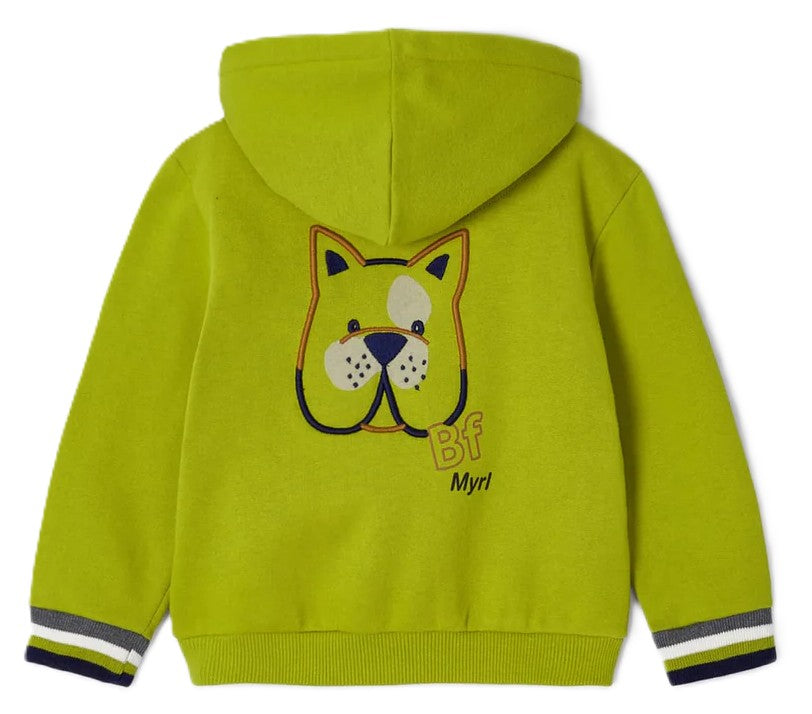 Bluza z kapturem dla chłopca – limonkowa z pieskiem  Mayoral 2427