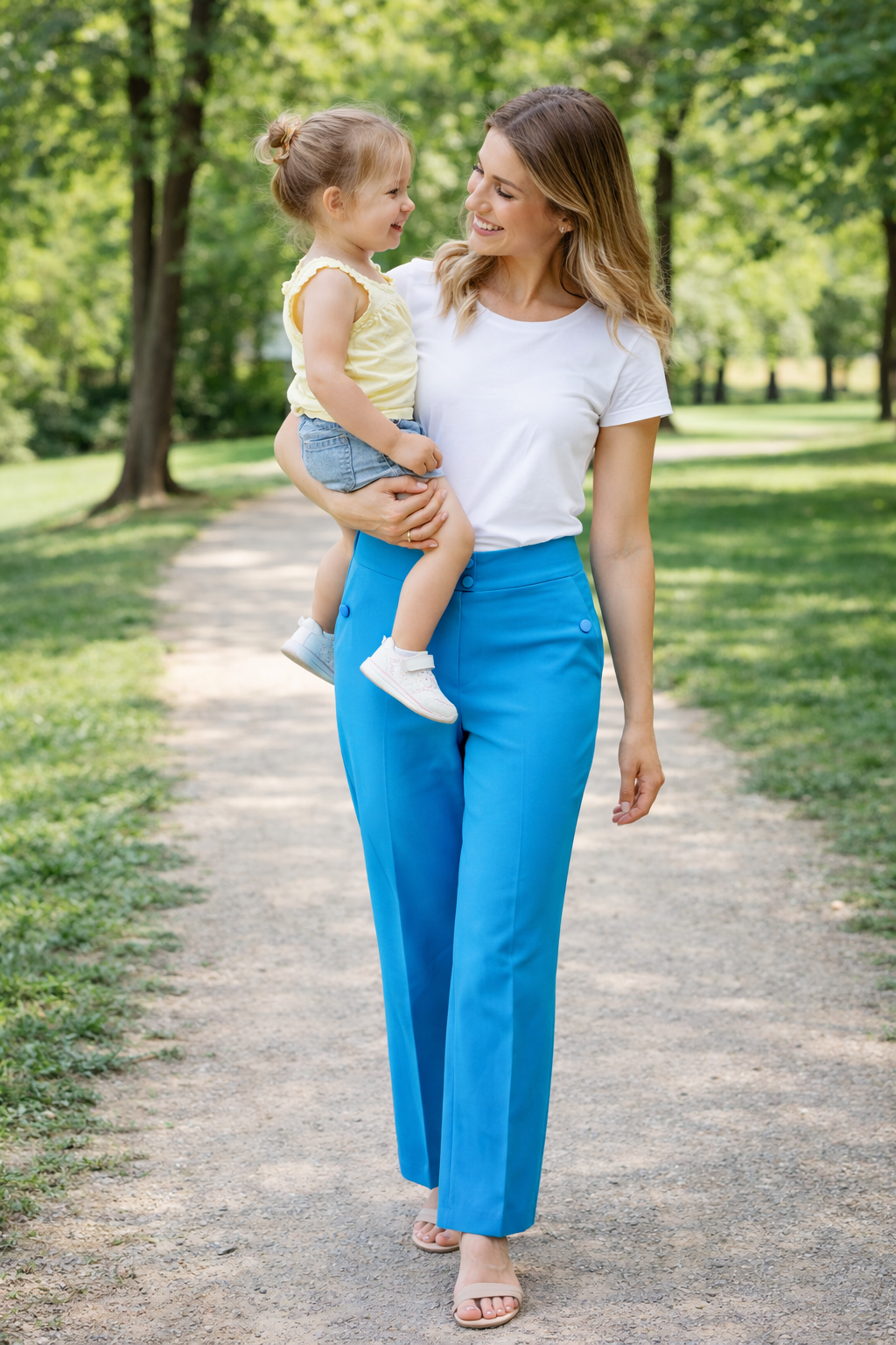 Spodnie Damskie Wide Leg Azure Blue — Motive&More
