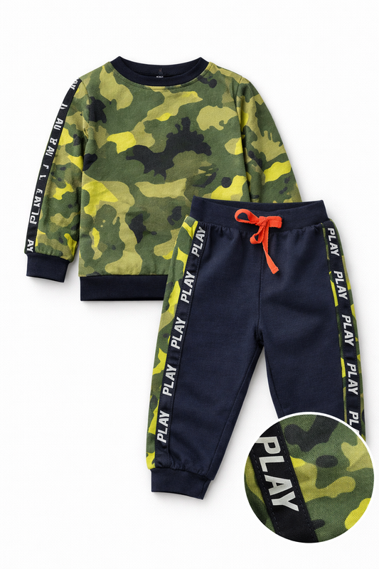 Komplet niemowlęcy chłopięcy bluza moro + spodnie dresowe PLAY