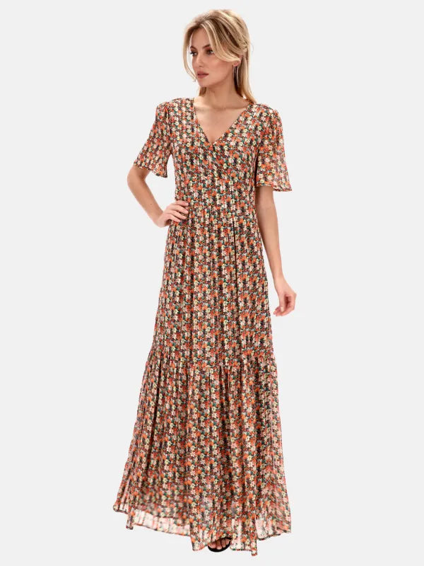 Sukienka Maxi w Kwiaty z Odkrytymi Plecami — Rino&Pelle