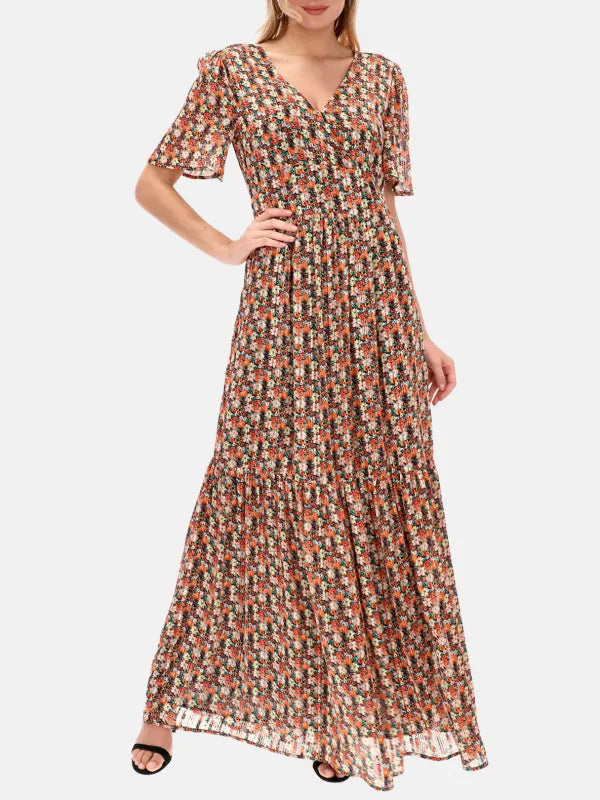 Sukienka Maxi w Kwiaty z Odkrytymi Plecami — Rino&Pelle