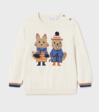 Sweter niemowlęcy ecru z wiewiórkami - Mayoral 2320