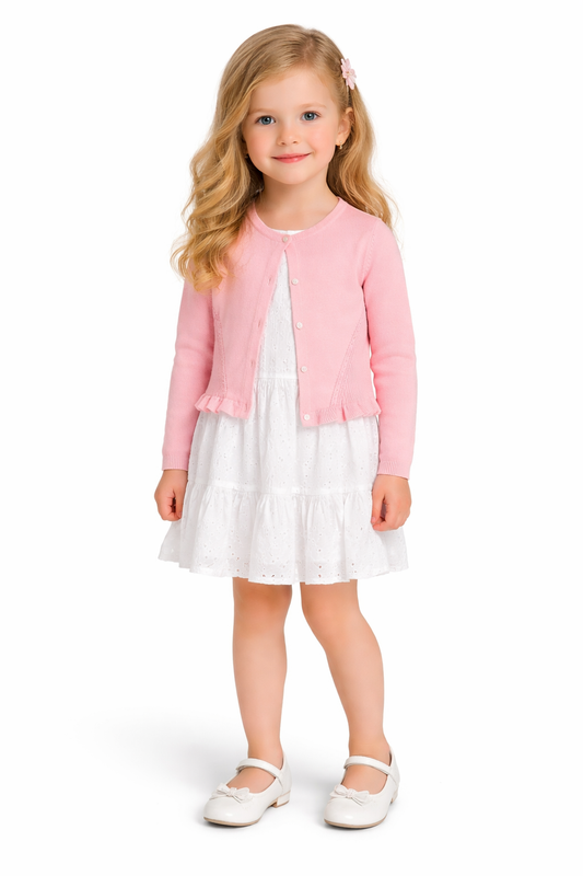 Kardigan dziewczęcy  – róż z falbanką Mayoral 4331