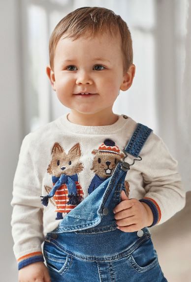 Sweter niemowlęcy ecru z wiewiórkami - Mayoral 2320