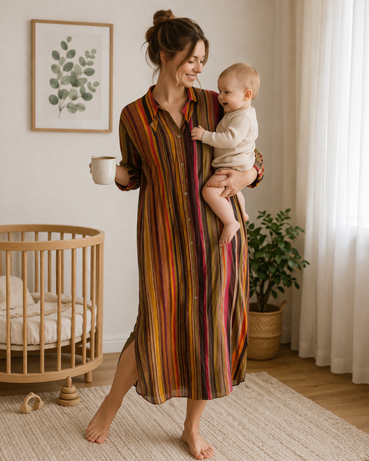 Sukienka Koszulowa Boho Stripes — Cristina Gavioli